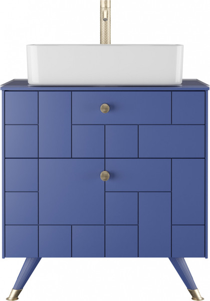 Изображение товара Тумба под умывальник LEVEL Олимпия 56 Four с двумя ящиками подвесная (синий матовый)