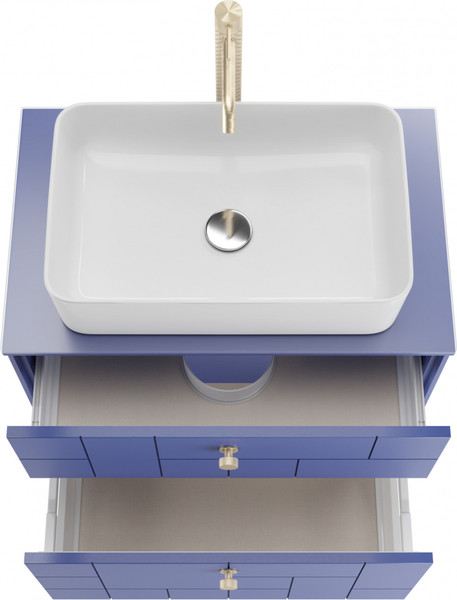 Изображение товара Тумба под умывальник LEVEL Олимпия 56 Four с двумя ящиками подвесная (синий матовый)