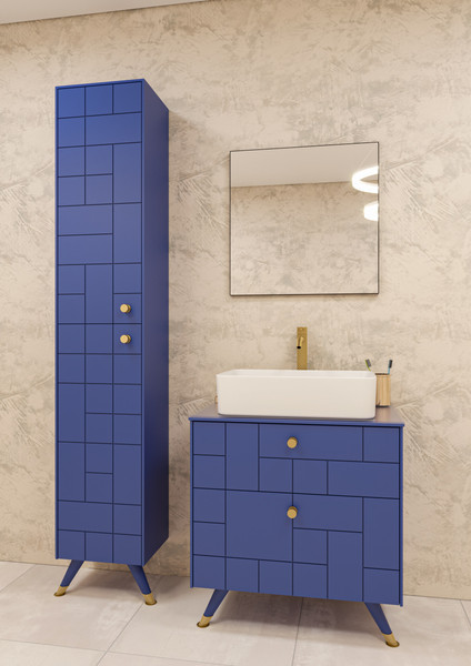 Изображение товара Тумба под умывальник LEVEL Олимпия 56 Four с двумя ящиками подвесная (синий матовый)