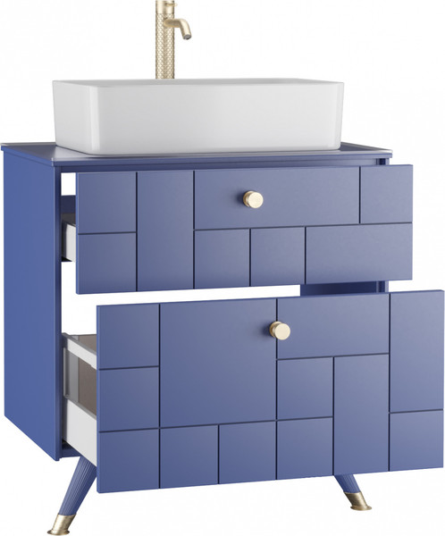 Изображение товара Тумба под умывальник LEVEL Олимпия 56 Four с двумя ящиками подвесная (синий матовый)