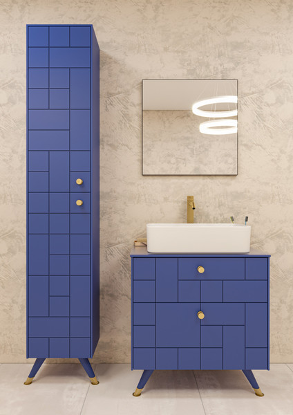 Изображение товара Тумба под умывальник LEVEL Олимпия 56 Four с двумя ящиками подвесная (синий матовый)