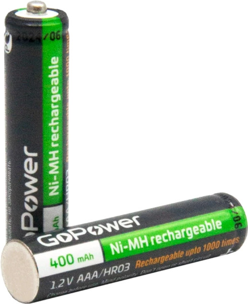 Изображение товара Комплект аккумуляторов GoPower ААА/НR03 Ni-MH 400мАч / 00-00018319 (2шт)
