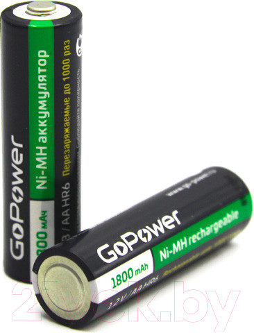 Изображение товара Комплект аккумуляторов GoPower AA/HR6 Ni-MH 1800мАч / 00-00015317 (2шт)