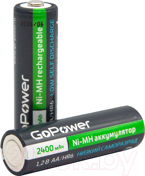 Изображение товара Комплект аккумуляторов GoPower Ready-to-Use AA/HR6 Ni-MH 2400мАч / 00-00018320 (2шт)