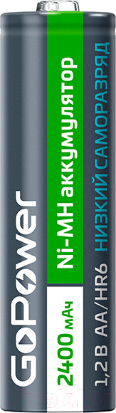 Изображение товара Комплект аккумуляторов GoPower Ready-to-Use AA/HR6 Ni-MH 2400мАч / 00-00018320 (2шт)