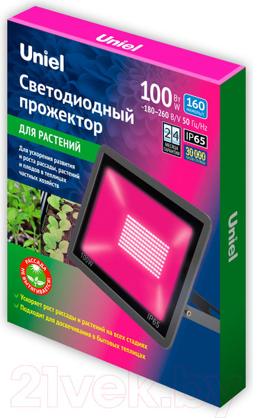 Изображение товара Светильник для растений Uniel ULF-P42-100W/SPBR IP65 180-260V / UL-00010385 (черный)