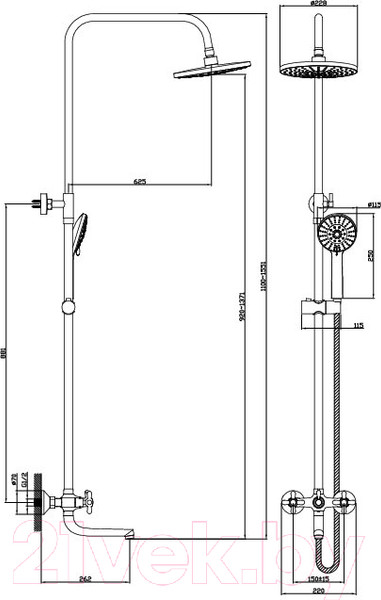 Изображение товара Душевая система со смесителем Diadonna D80-335301