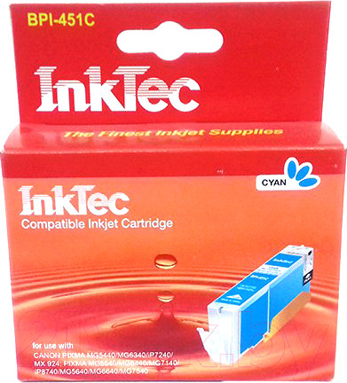 Изображение товара Картридж InkTec BN05848 (аналог Canon Pixma CLI-451XL Cyan)