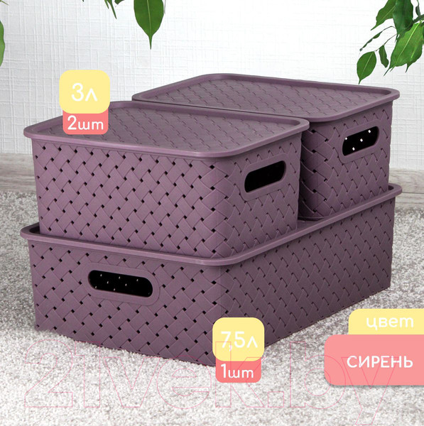 Изображение товара Корзина Violet Береста с крышкой / 522110 (7.5л, сирень)