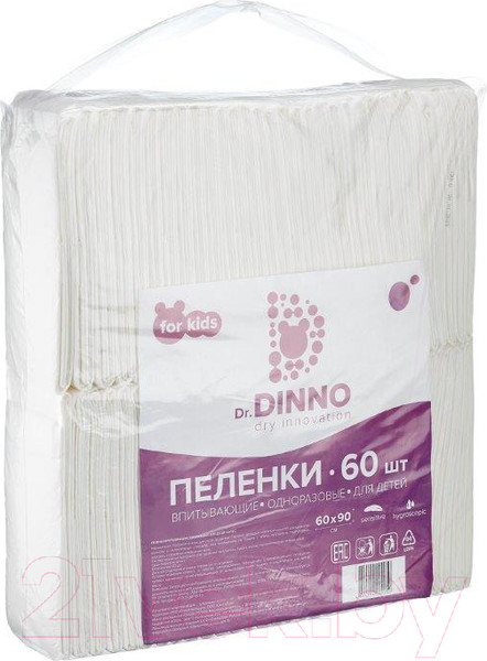 Изображение товара Набор пеленок одноразовых детских Dr.Dinno Впитывающие 60x90 (60шт)