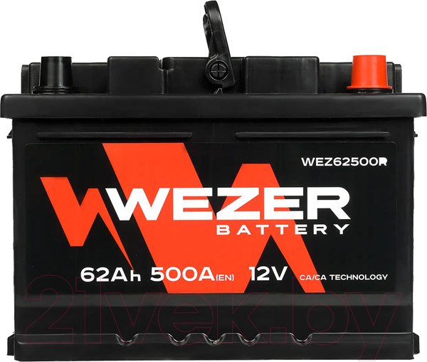 Изображение товара Автомобильный аккумулятор Wezer 500A R+ / WEZ62500R (62 А/ч)