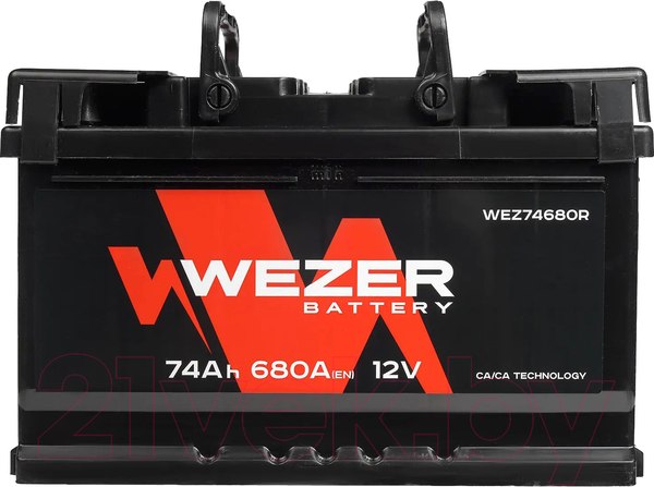 Изображение товара Автомобильный аккумулятор Wezer 680A R+ / WEZ74680R (74 А/ч)