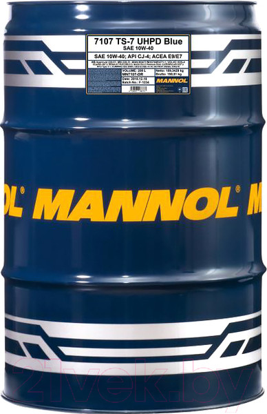 Изображение товара Моторное масло Mannol TS-7 UHPD Blue 10W40 E6 API CJ-4 / MN7107-DR (208л)