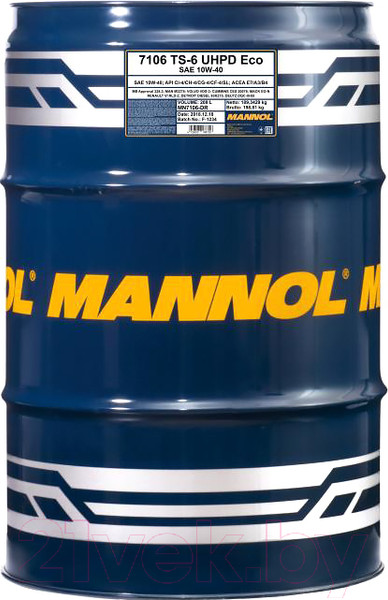 Изображение товара Моторное масло Mannol TS-6 UHPD 10W40 Eco / MN7106-DR (208л)