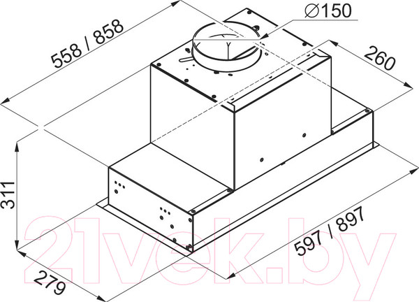 Изображение товара Вытяжка скрытая Maunfeld Fantasy 60 (белый)
