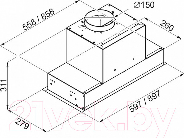 Изображение товара Вытяжка скрытая Maunfeld Fantasy Light 60 (белый)