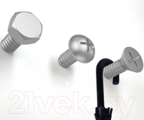 Изображение товара Набор крючков для одежды Qualy Screw / QL10064-SV (3шт, серый)