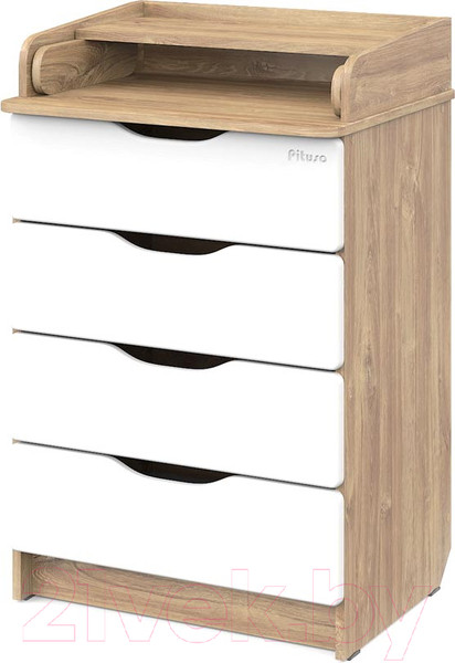 Изображение товара Комод пеленальный Pituso Сириус Wood 604 ПВХ (с шариковыми направляющими, дуб канзас)
