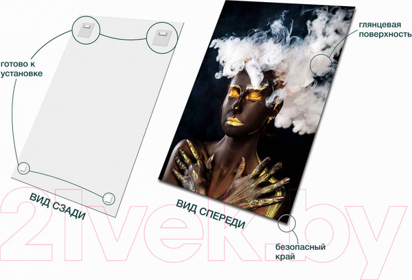 Изображение товара Картина на стекле Stamprint Дама и дым AR004 (100x70)