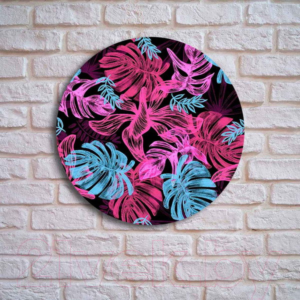 Изображение товара Картина на стекле Stamprint Монстеры AR008 круг (70x70)