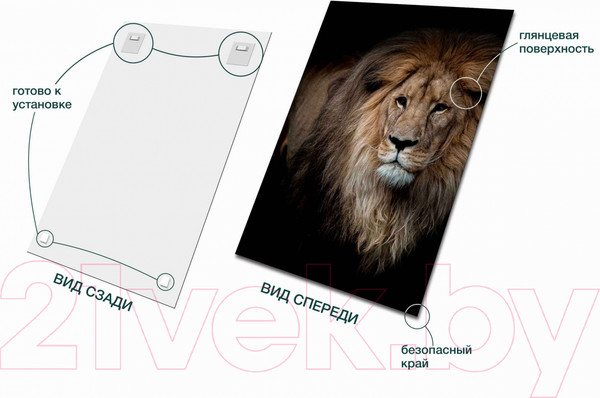 Изображение товара Картина на стекле Stamprint Могучий лев AN002 (100x70)
