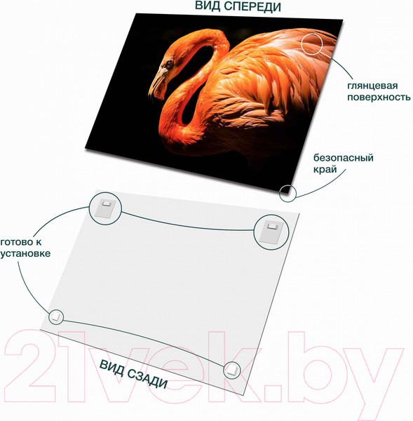 Изображение товара Картина на стекле Stamprint Фламинго AN007 (70x100)