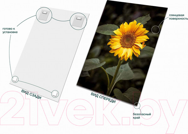 Изображение товара Картина на стекле Stamprint Цветок солнца AR016 (70x50)