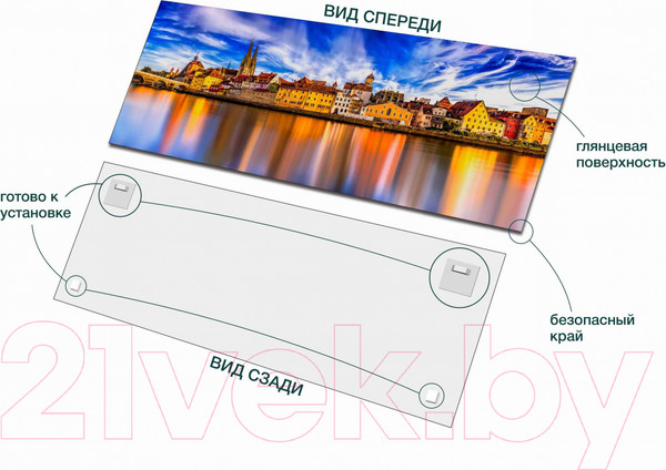 Изображение товара Картина на стекле Stamprint Город на Дунае ST016 (50x125)