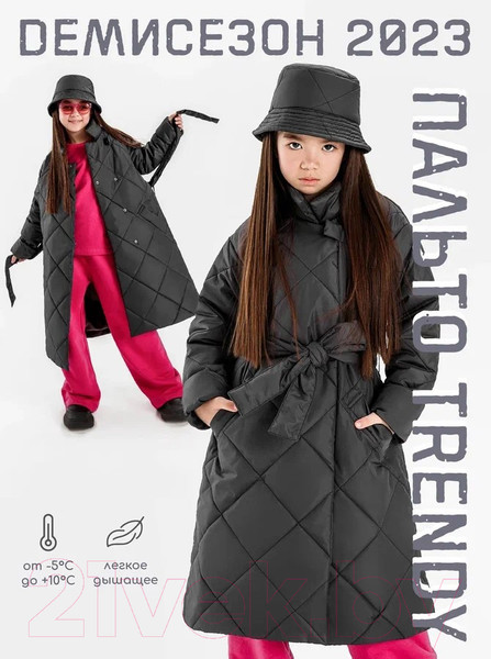 Изображение товара Пальто детское Amarobaby Trendy / AB-OD22-TRENDY29/10-140 (графит, р.140-146)