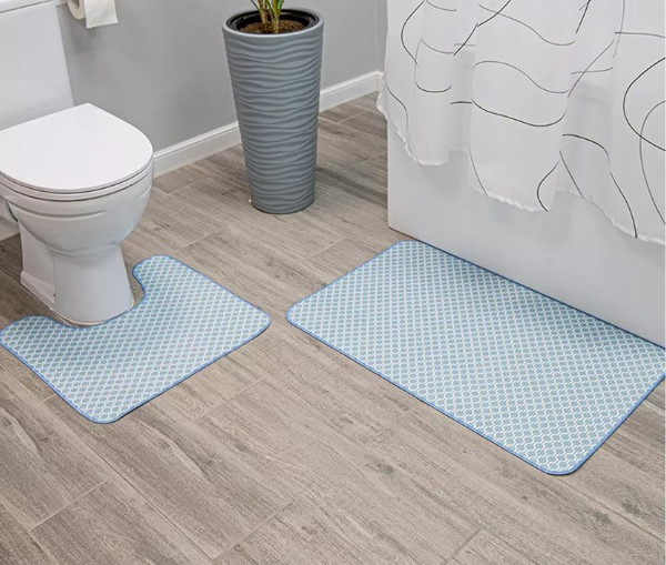 Изображение товара Коврик для ванной Вилина 7068 001 (50x85 противоскользящий, голубой)