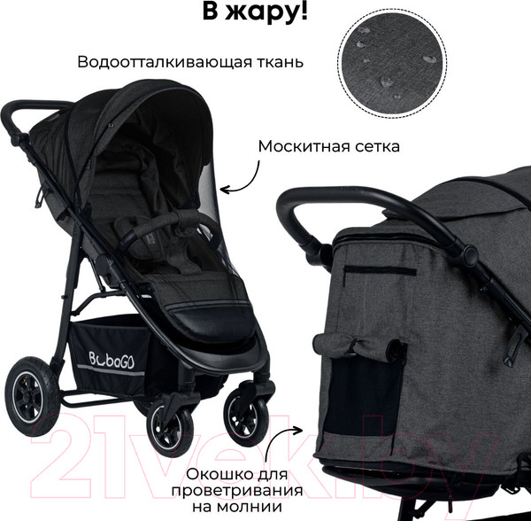 Изображение товара Детская прогулочная коляска Bubago Sorex / BG 107-3 (Dark Grey)