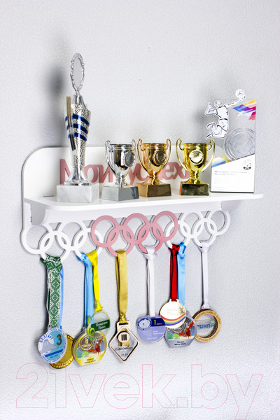 Изображение товара Держатель для медалей Woody Мои успехи / 05360 (белый/розовый)