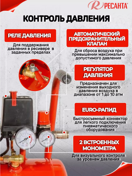 Изображение товара Воздушный компрессор Ресанта КП-24/260М (74/7/3)