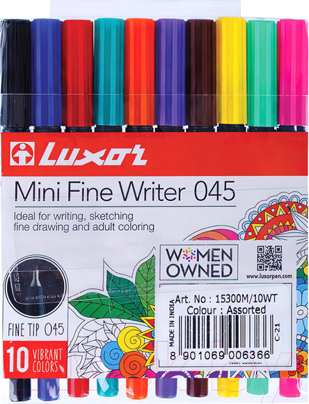 Изображение товара Набор капиллярных ручек Luxor Mini Fine Writer 045 / 15300M/10W (10цв)