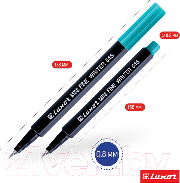 Изображение товара Набор капиллярных ручек Luxor Mini Fine Writer 045 / 15300M/10W (10цв)