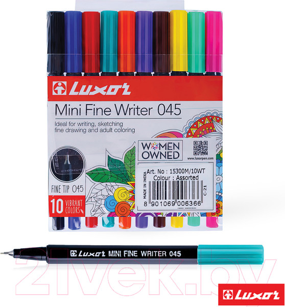 Изображение товара Набор капиллярных ручек Luxor Mini Fine Writer 045 / 15300M/10W (10цв)