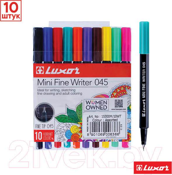 Изображение товара Набор капиллярных ручек Luxor Mini Fine Writer 045 / 15300M/10W (10цв)
