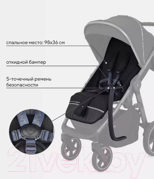 Изображение товара Детская прогулочная коляска Rant Caspia 2.0 / RA100 (Black)