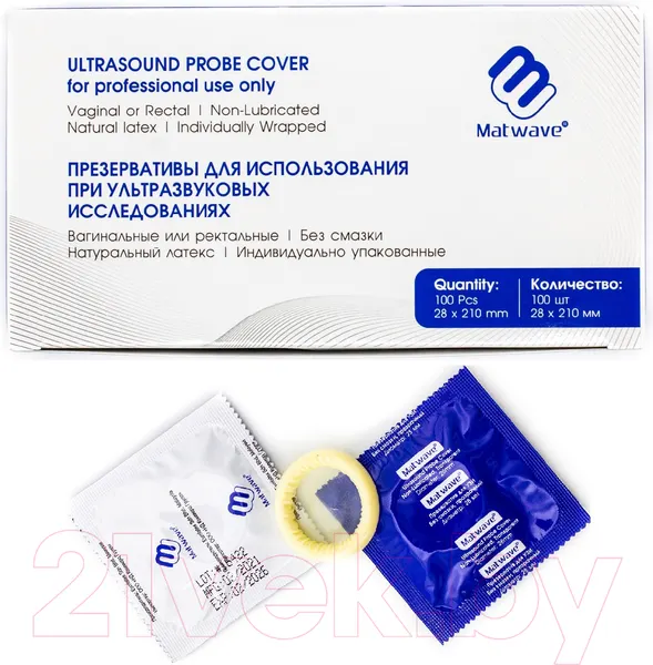 Изображение товара Презерватив для УЗИ Matwave Латексные без смазки / 5.4511 (100шт)