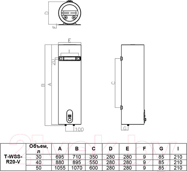 Изображение товара Накопительный водонагреватель Timberk T-WSS30-R20-V