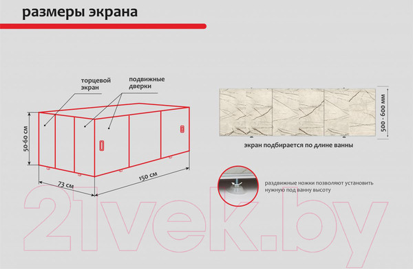 Изображение товара Экран для ванны Perfecto Linea 36-031810 (1.5м, арктика)