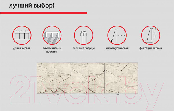 Изображение товара Экран для ванны Perfecto Linea 36-031810 (1.5м, арктика)