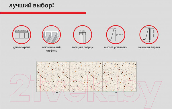 Изображение товара Экран для ванны Perfecto Linea 36-031817 (1.7м, конфетти)