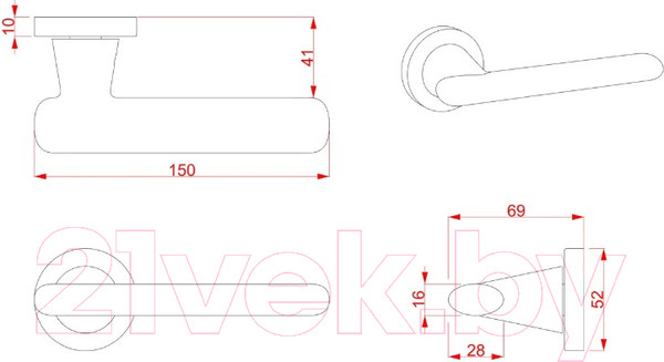Изображение товара Ручка дверная Cebi Casta МР54 (черный/полимер)