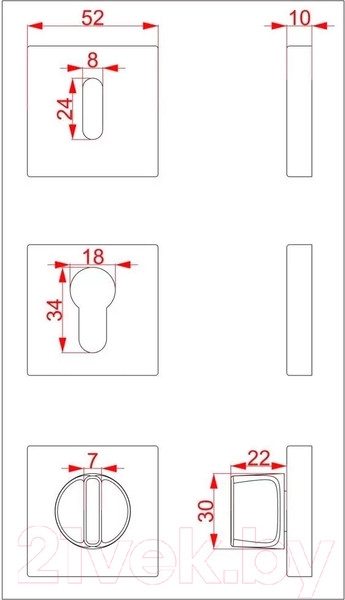 Изображение товара Накладка на цилиндр Cebi ET SQ МР21 (белый)