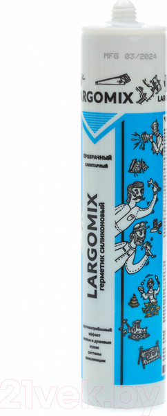 Изображение товара Герметик силиконовый Largomix Санитарный LRX010 (280мл, прозрачный)