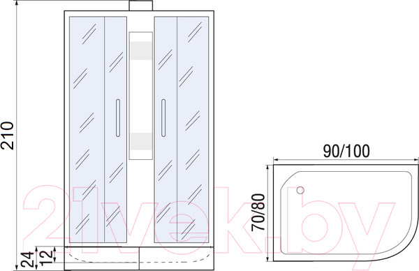 Изображение товара Душевая кабина RIVER Nara 90/80/24 МТ L