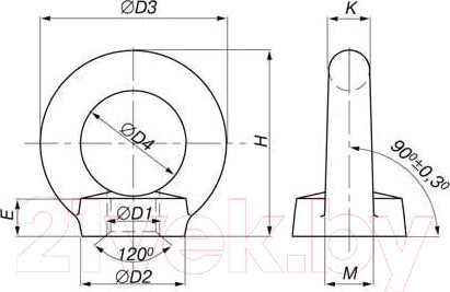 Изображение товара Гайка ЕКТ М6 DIN582 / B007538