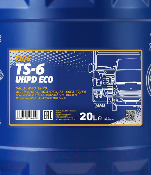 Изображение товара Моторное масло Mannol TS-6 UHPD 10W40 Eco / MN7106-20 (20л)