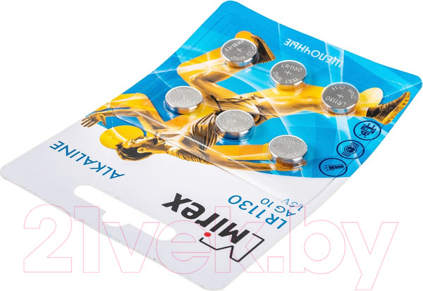 Изображение товара Комплект батареек Mirex AG10/LR1130 1.5V / 23702-LR1130-E6 (6шт)